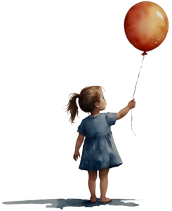 Kislány lufival, akvarell | Little girl with balloon, aquarell