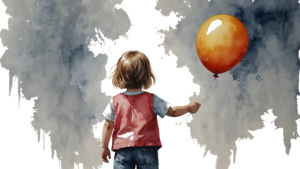 Kisgyerek lufival, akvarell | Little child with balloon, aquarell